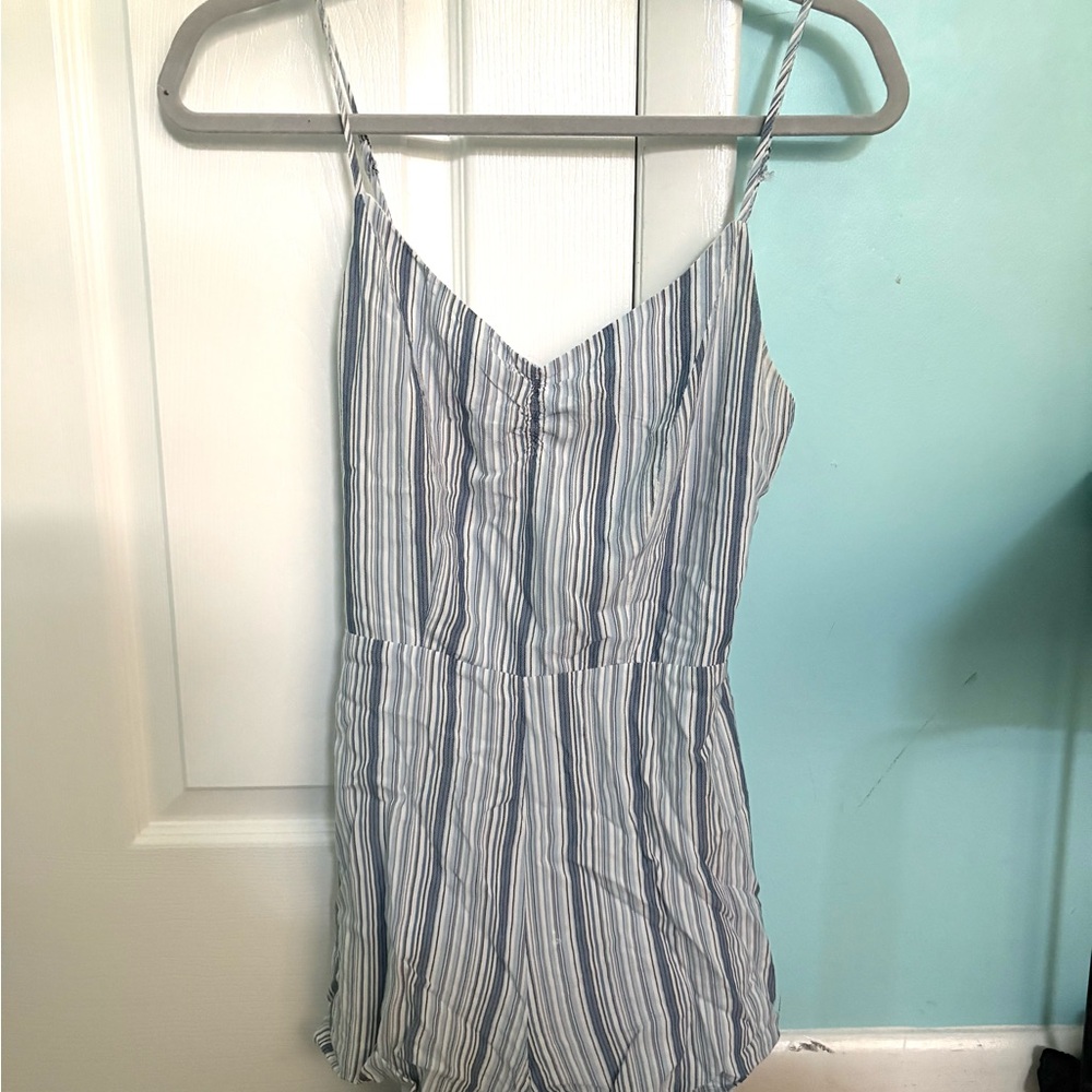 Aeropostale Blue and White Striped One Piece Romper
